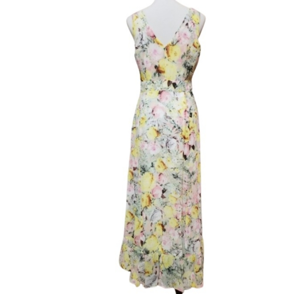 🆕️⬇️Joan Vass Yellow Rose Multi Floral Maxi Dress - Picture 5 of 8